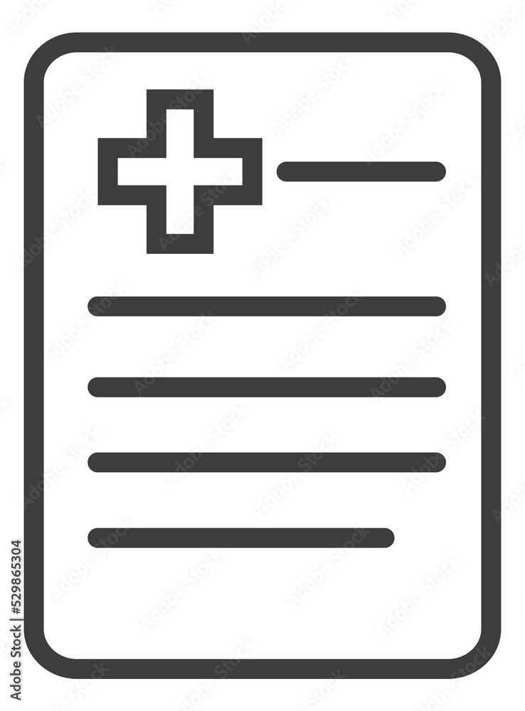 Medical record icon. Hospital paper document with cross symbol Medical record icon. Hospital paper document with cross symbol