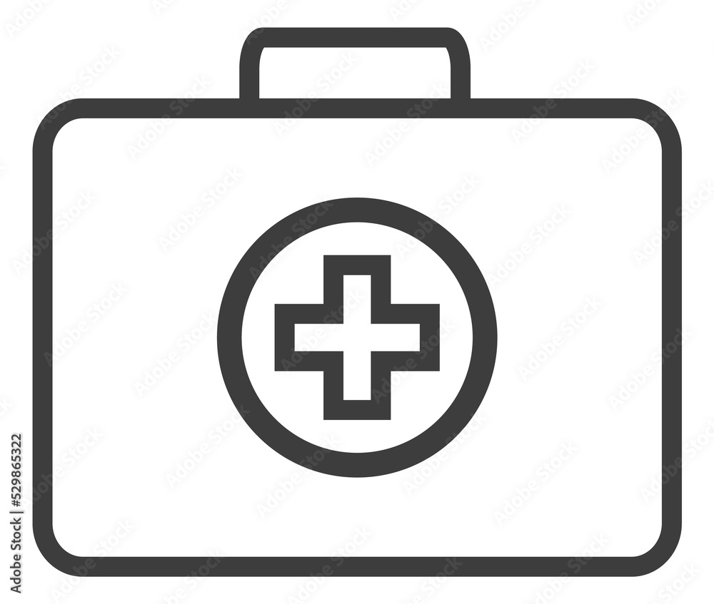 First aid kit. Medical suitcase icon. Briefcase with cross symbol First aid kit. Medical suitcase icon. Briefcase with cross symbol