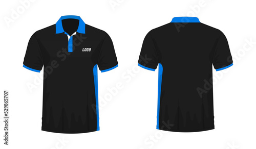 T-shirt Polo blue and black template for design on white background. Vector illustration eps 10.