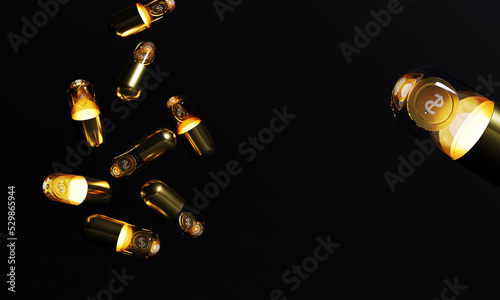3D Gold Pills and Golden Coin.