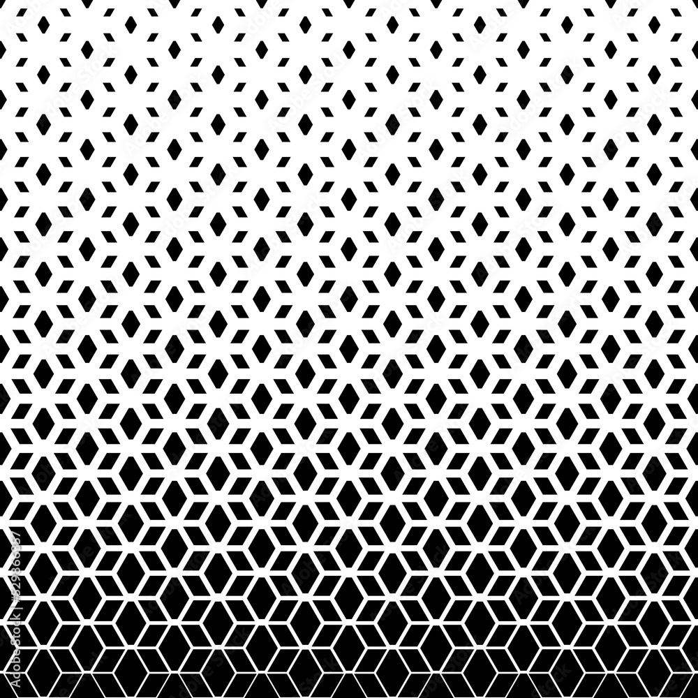 Halftone seamless pattern. Repeated geometric gradient. Black geometry pattern on white background. Repeating gradation design for print. Repeat hexagon printed. Abstract printing. Vector illustration