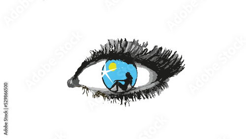 woman's eye sparkles as she looks at the view