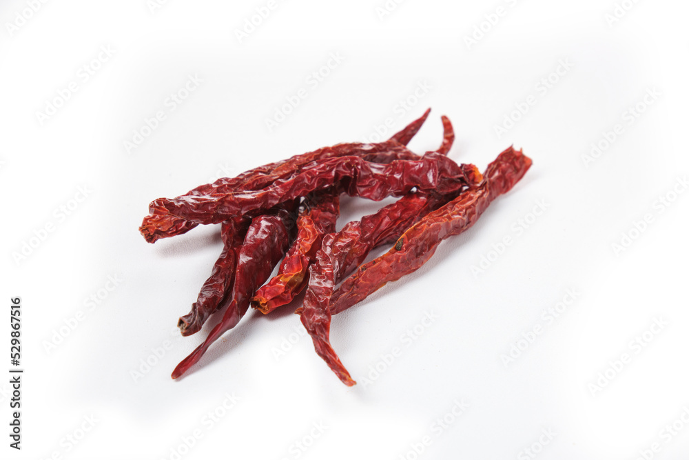 dried red hot peppers isolated on white background dried red hot peppers isolated on white background
