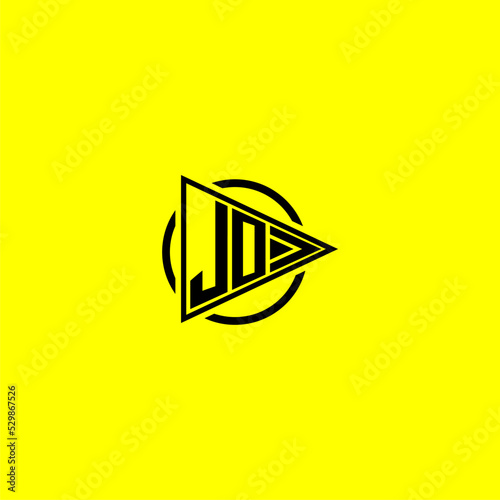 JO initial monogram logo with triangle style design