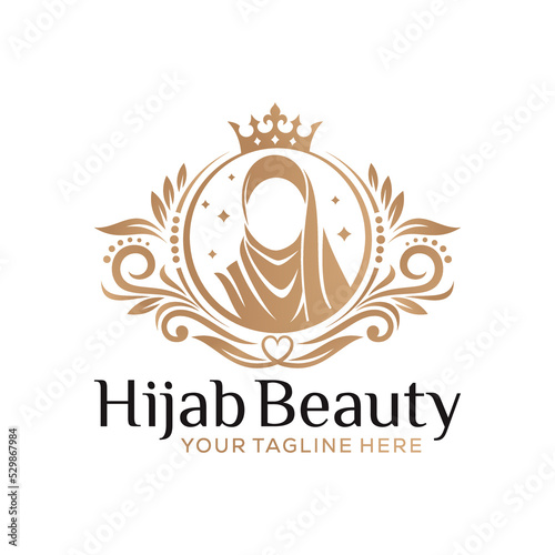 Luxury Hijab Beauty Vector Logo Template