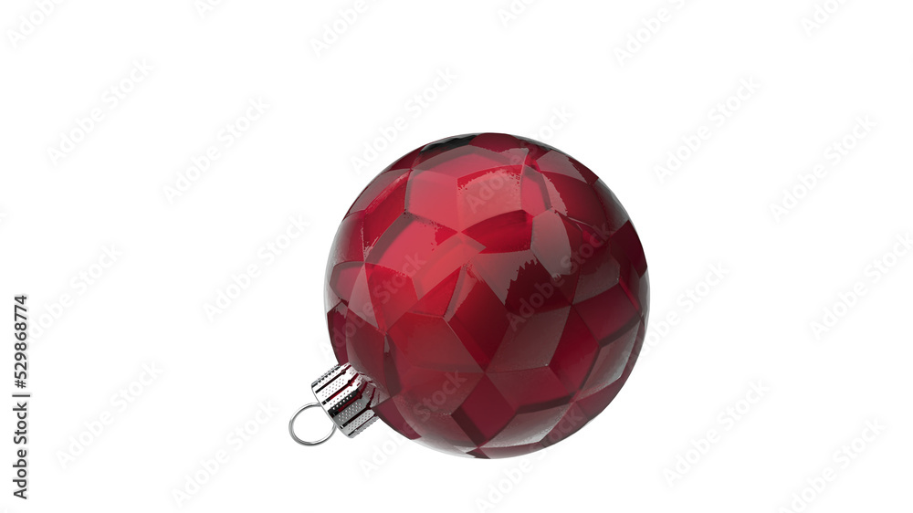 glossy red glass christmas bauble low poly structure rotated sideways isolated 3D rendering isolated glossy red glass christmas bauble low poly structure rotated sideways isolated 3D rendering isolated