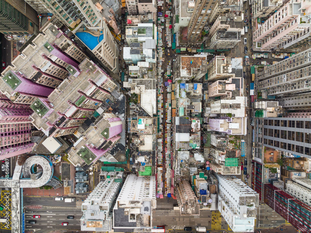 Top view of Hong Kong city