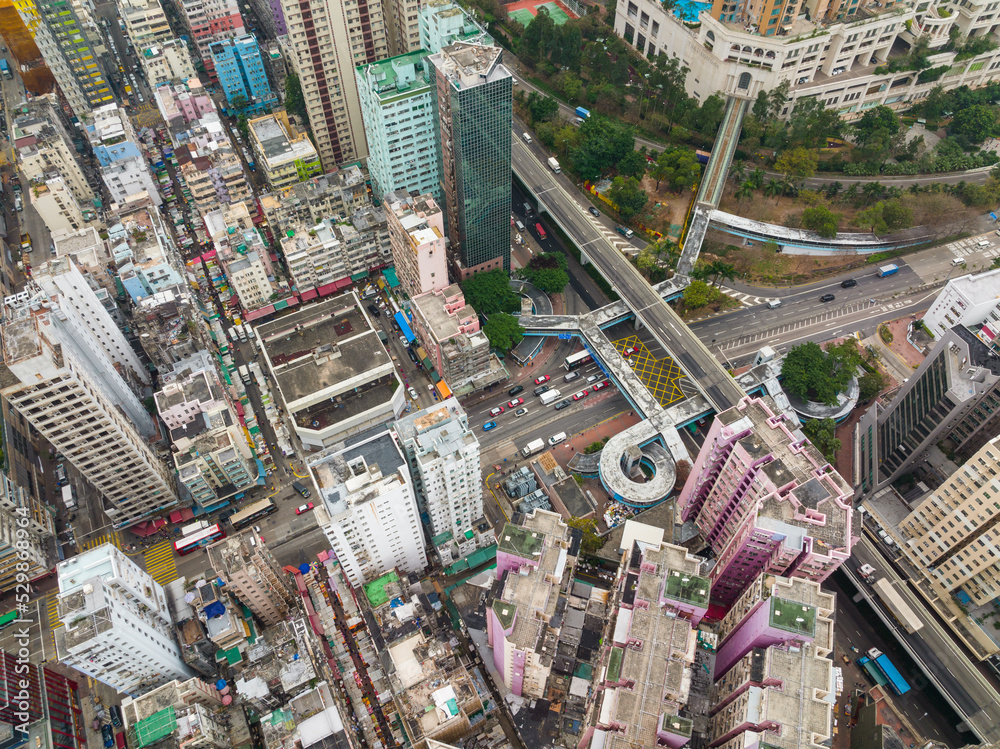 Top view of Hong Kong city