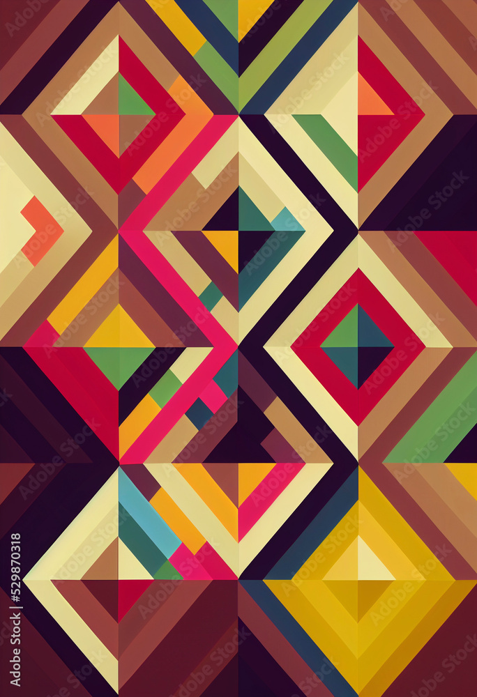 Colorful abstract geometric pattern design.retro style. illustration.