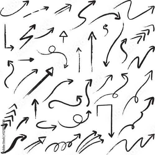 Hand drawn arrows collection. Set of vector doodles 