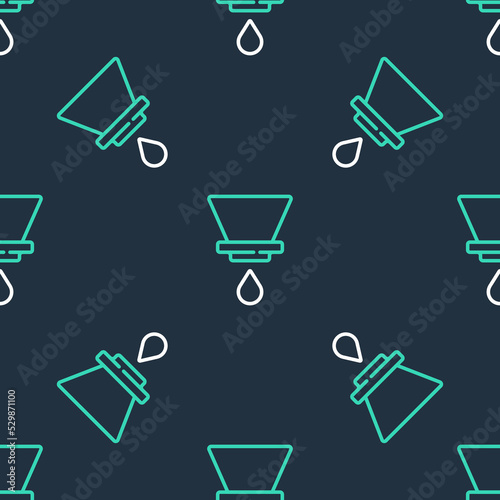 Line V60 coffee maker icon isolated seamless pattern on black background. Vector