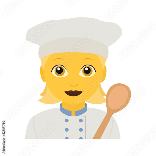 Chef cook woman emoji vector set illustration person character