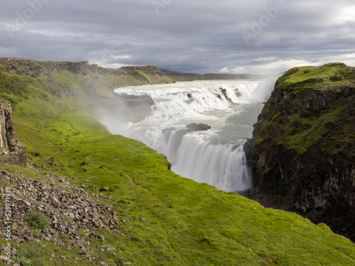 Gullfoss  Golden Falls   a stunning waterfall in the canyon of the Hv  t   river in southwest Iceland.