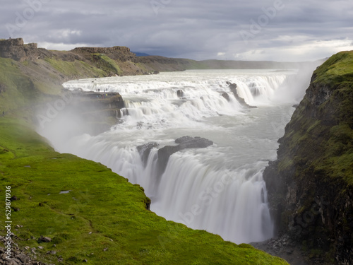 Gullfoss  Golden Falls   a stunning waterfall in the canyon of the Hv  t   river in southwest Iceland.