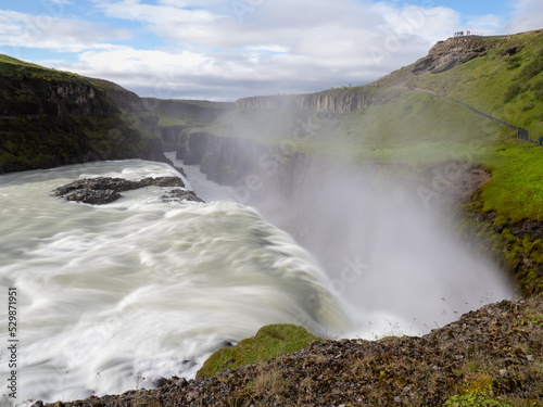 Gullfoss (Golden Falls), a stunning waterfall in the canyon of the Hvítá river in southwest Iceland.