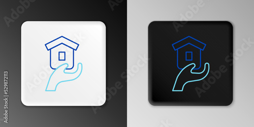 Line Shelter for homeless icon isolated on grey background. Emergency housing, temporary residence for people, bums and beggars without home. Colorful outline concept. Vector