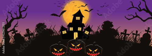 Gradient flat halloween social media cover template.