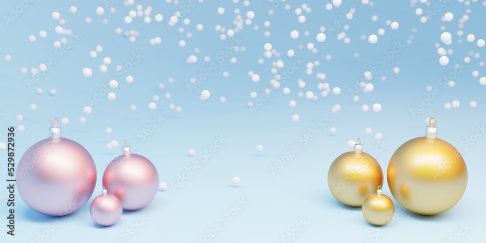 Merry Christmas and Happy New Year banner. 3D illustration. 3D render.