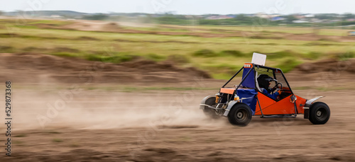 Wallpaper Mural A small sports buggy with a child driving on a rally competition track during weekend training on a warm summer day. Torontodigital.ca