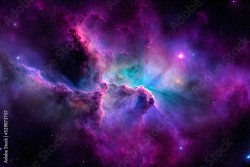 Stampa su tela Space nebula and galaxy