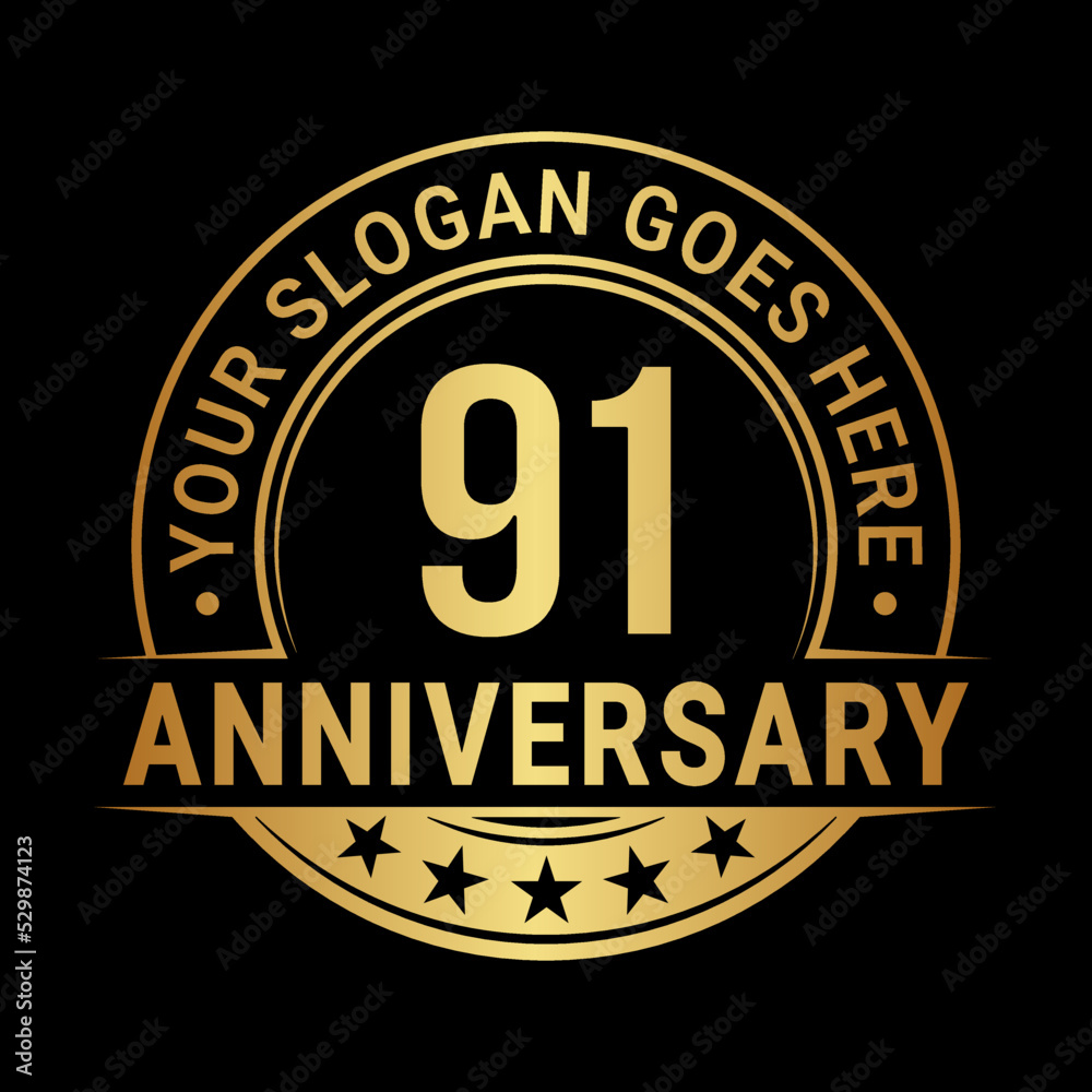 91 years anniversary logo design template. Vector illustration