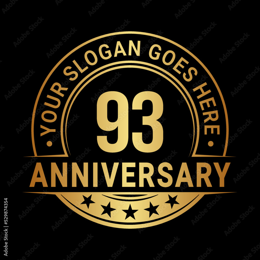 Fototapeta premium 93 years anniversary logo design template. Vector illustration