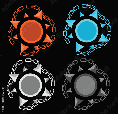 Illustration of the Mace creative symbols on a dark background. Print on fabric and sportswear. Vector illustration