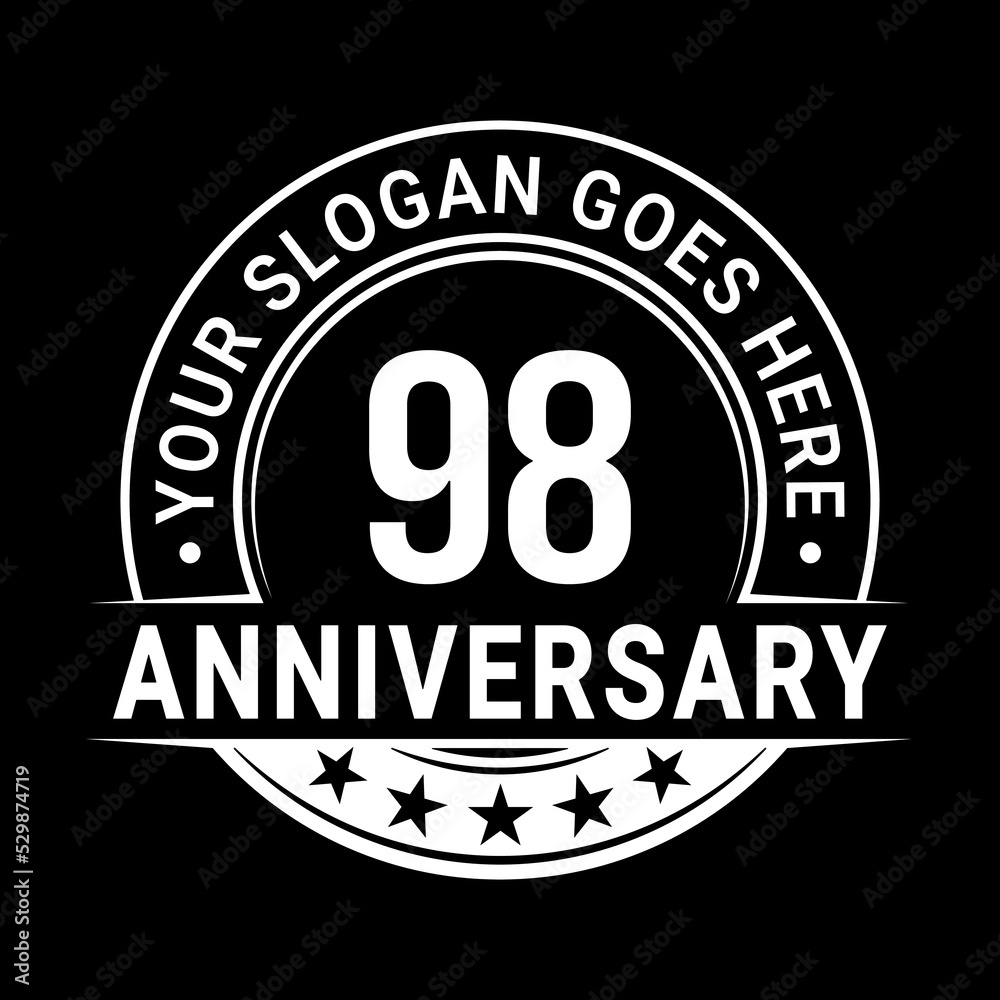 98 years anniversary logo design template. Vector illustration