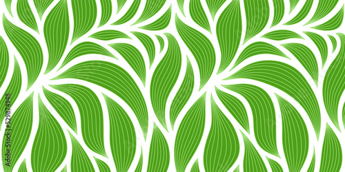 Luxury seamless floral pattern with striped leaves. Elegant astract background in minimalistic linear style.