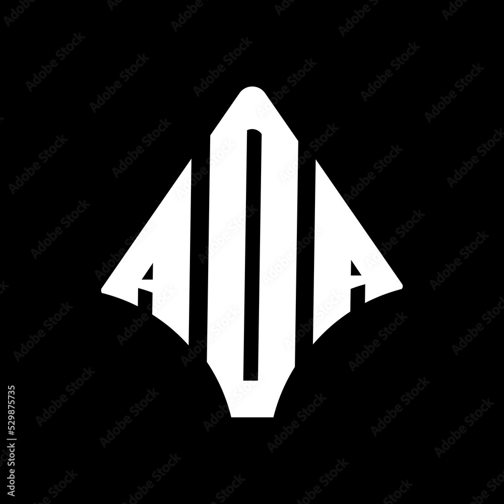 AOA letter logo design. AOA modern letter logo with black background