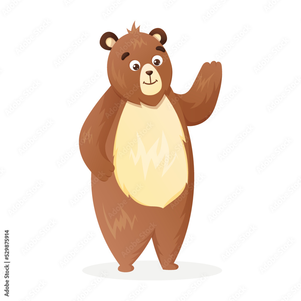 Cute friendly wild brown bear, animal vector isolated illustration. Cute friendly wild brown bear, animal vector isolated illustration.