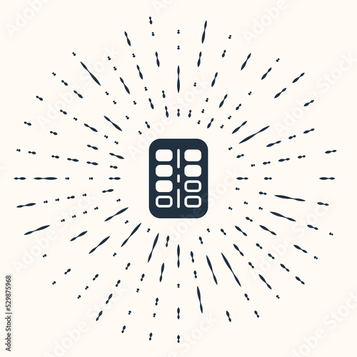 Grey Nicotine gum in blister pack icon isolated on beige background. Helps calm cravings and reduces anxiety caused by quitting smoking. Abstract circle random dots. Vector