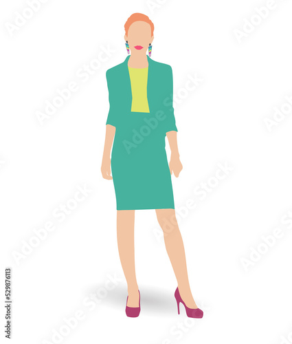 Modern working girl, woman silhouette wear office attire
