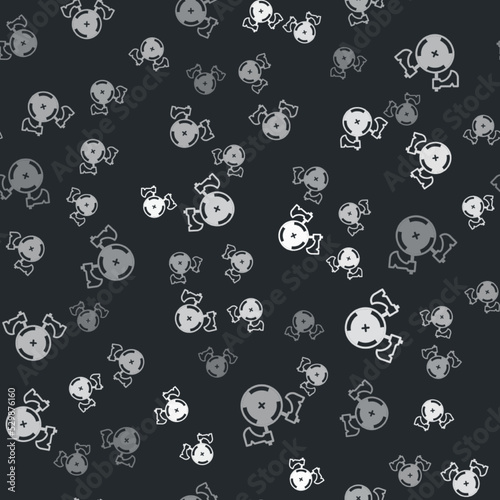 Grey Medieval shield with crossed axes icon isolated seamless pattern on black background. Battle axe, executioner axe. Vector