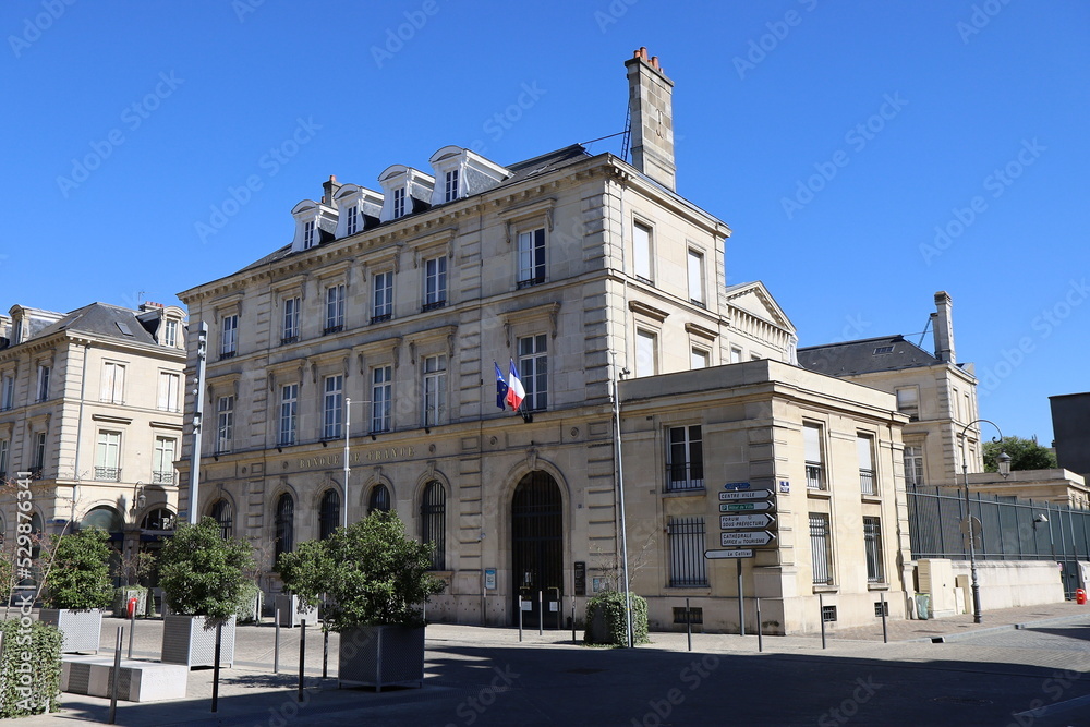 Bâtiment de la banque de France, vue de l'extérieur, ville de Reims, département de la Marne, France