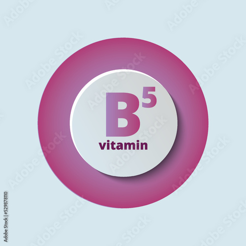Vitamin B5, pantothenic acid. Vector illustration. Healthy food supplement. Beauty nutrition skin care design. Medical scientific and medical concept. Isolated on white background 