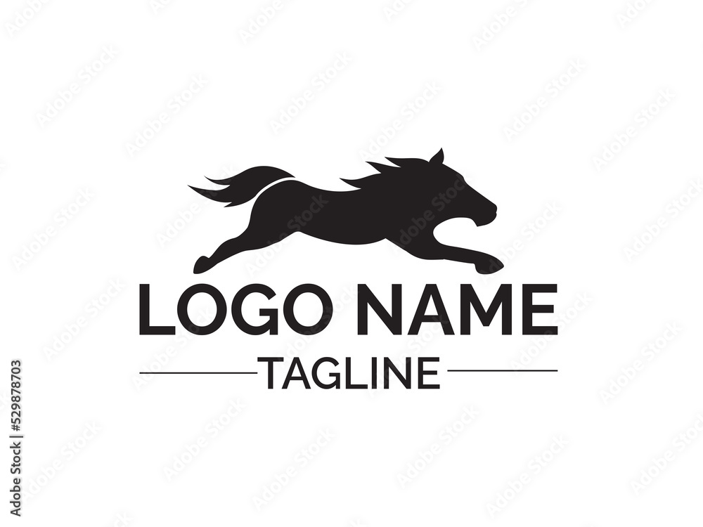 Horse running logo design. Horse logo. creative horse run logo. premium vector. icon. art Stock