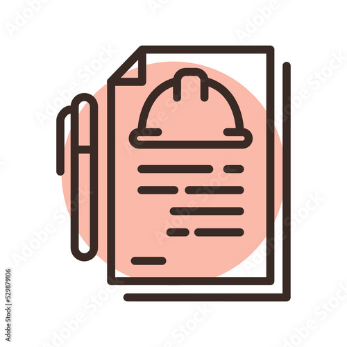 Estimate documentation line icon. Building construction