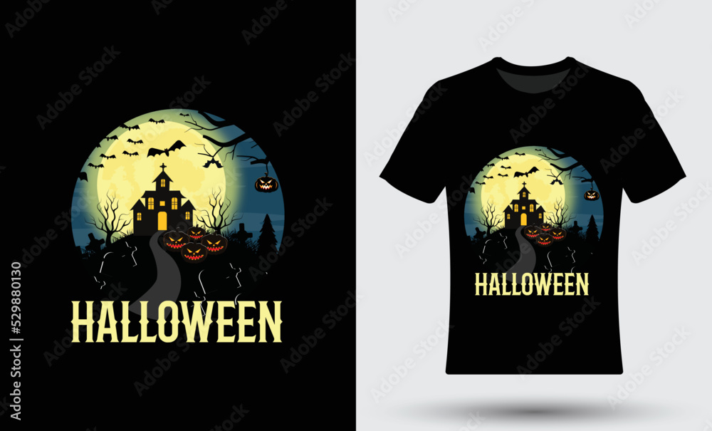 Modern trendy happy halloween t shirt design template.
