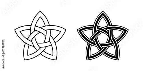 Celtic Star Knot Vector Illustration Black Silhouetted Isolated on White