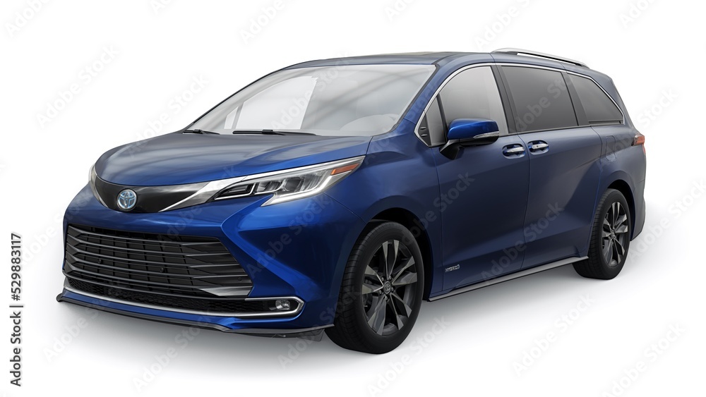 Dallas. USA. September 11, 2022. Blue Toyota Sienna Platinum Hybrid on ...