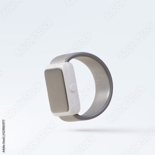 3D smart watch in white color. Vector illustration.