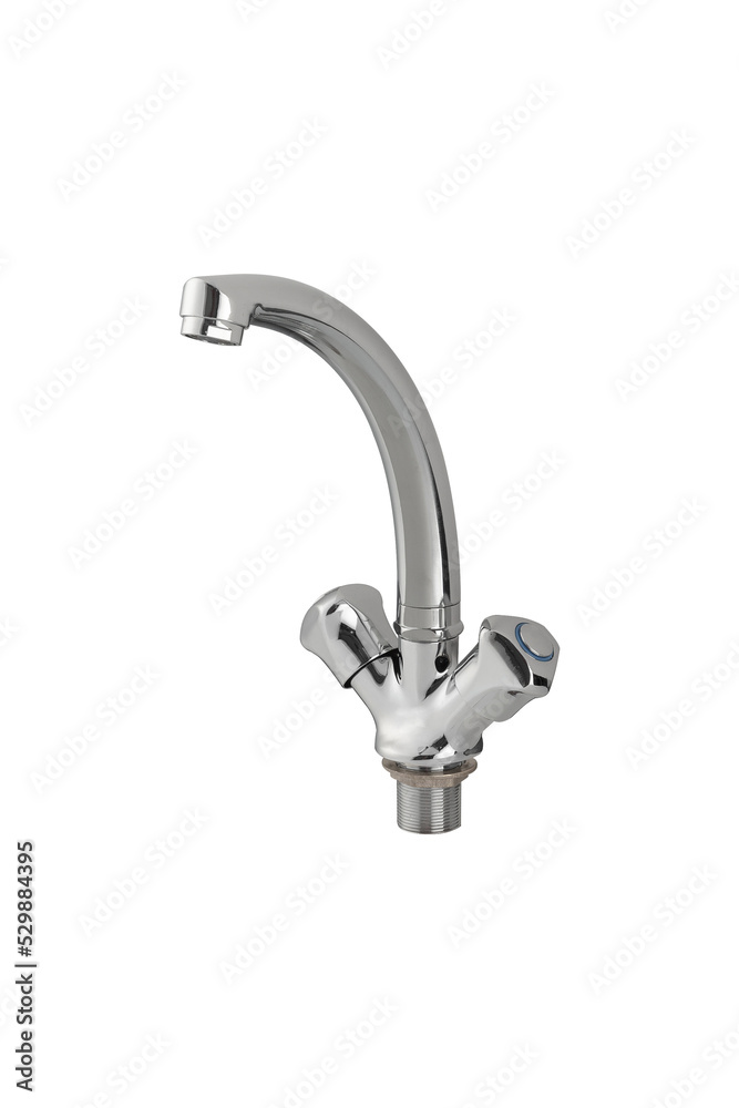 Mixer cold hot water. Modern faucet bathroom. Kitchen tap . Isolated white background. Side view. Mixer cold hot water. Modern faucet bathroom. Kitchen tap . Isolated white background. Side view.