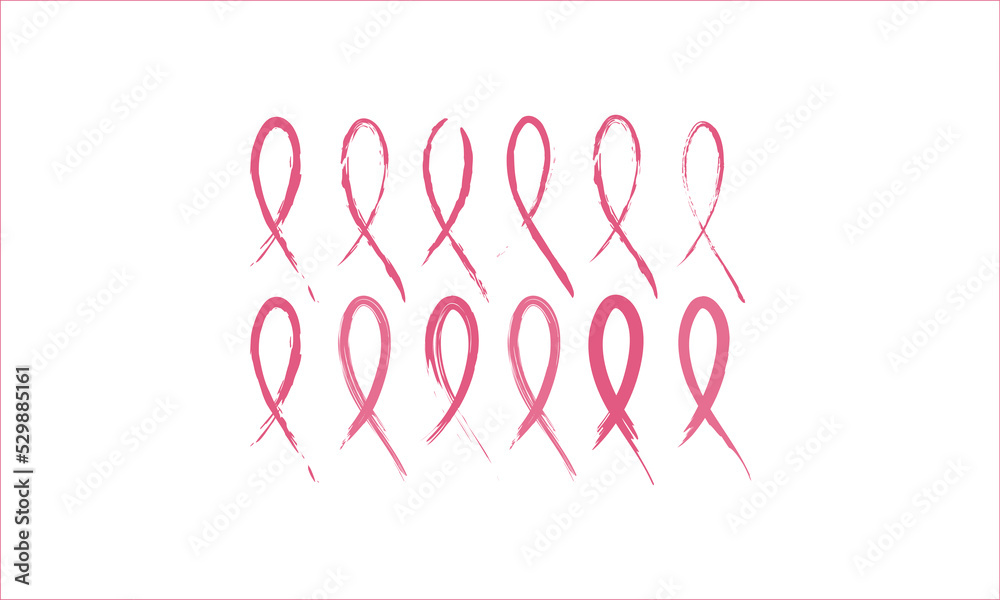 different breast cancer ribbons in brush strokes - vector illustration different breast cancer ribbons in brush strokes - vector illustration