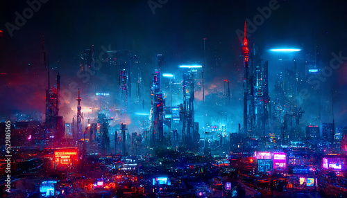 cyberpunk futuristic digital conceptual cityscape, created with generative ai