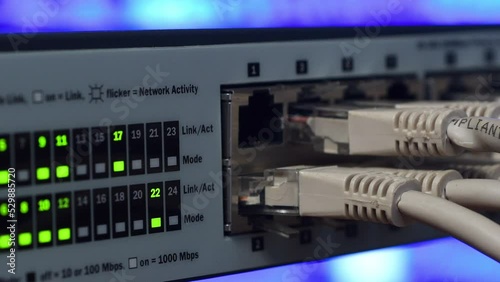 Ethernet server switches in Data Center sending and receiving data over the Ethernet