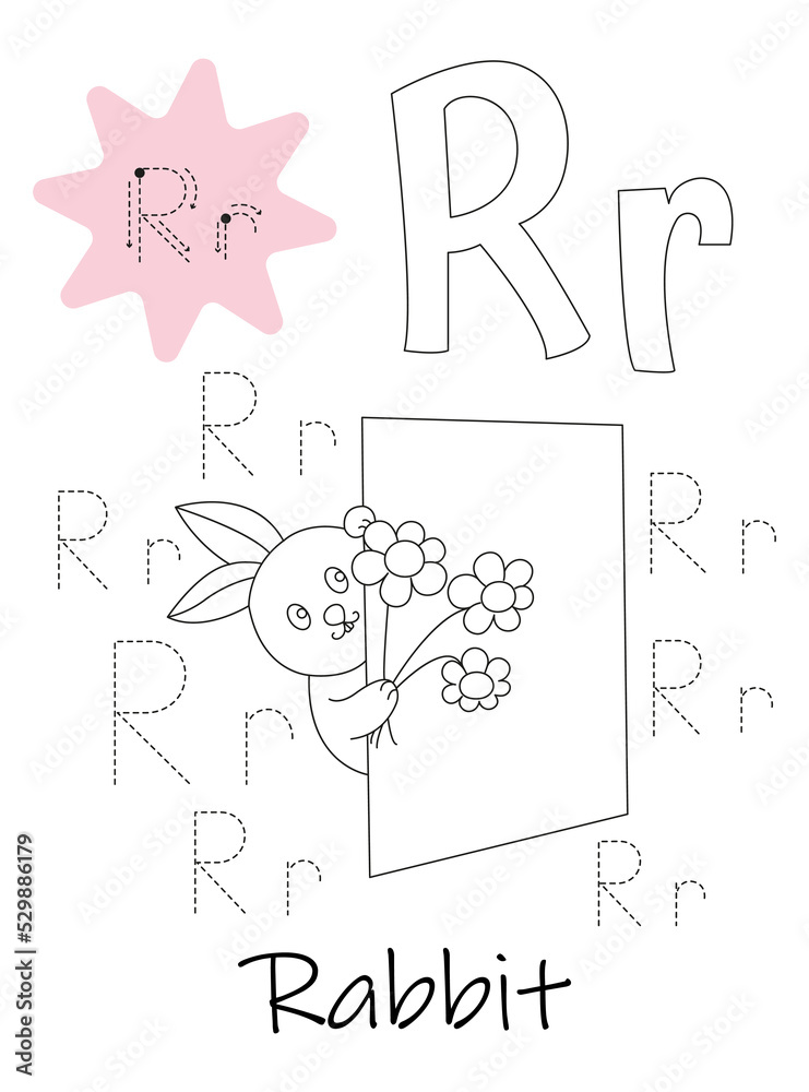 Obraz premium Coloring book - copybook for children. Letter R