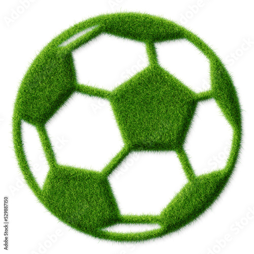 Icon von klassischem Fussball in Grasoptik wie grüner Rasen vom Tennisplatz