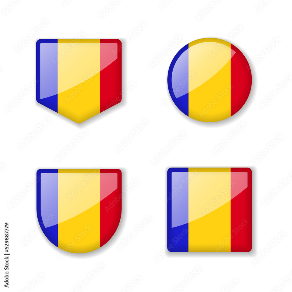 Fototapeta premium Flags of Chad - glossy collection.