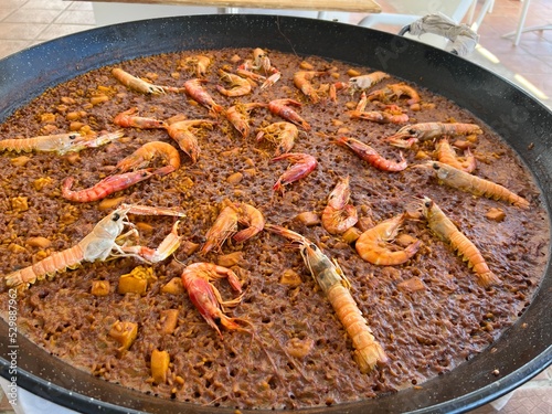 paella fideua arroz gambones 